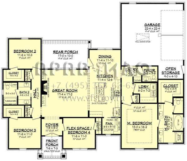 Проект одноэтажного дома с гаражом на две машины в американском стиле S5-186 (041-00289)