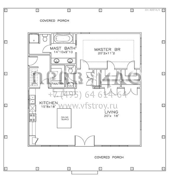Проект одноэтажного дома без гаража в стиле Ранчо S5-114 (6471-00097)