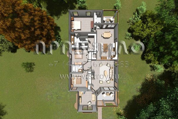 Проект одноэтажного дома без гаража в современном стиле S5-165 (4848-00378)