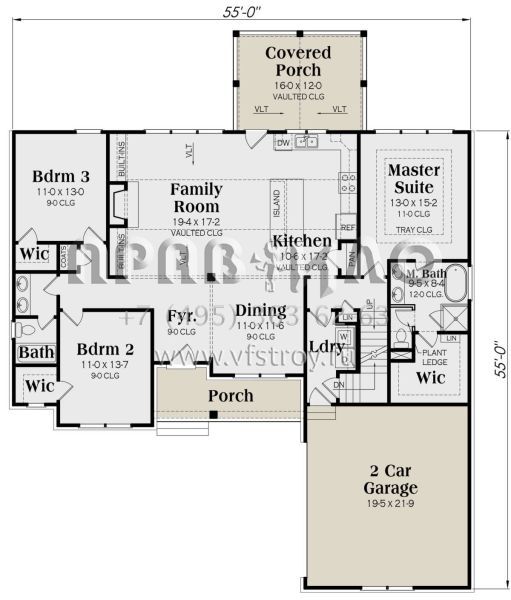 Проект одноэтажного дома с гаражом на две машины в современном стиле S5-165 (009-00275)