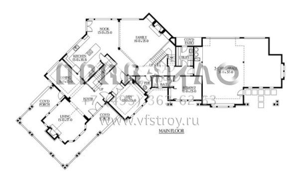 Проект двухэтажного дома с гаражом на три и более машин в стиле Шале S5-432 (341-00271)