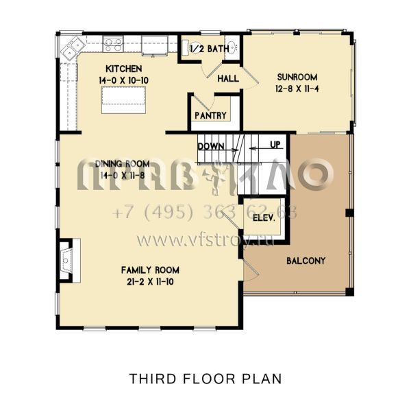 Проект трехэтажного дома с гаражом на две машины в стиле Ранчо S5-228 (4351-00052)