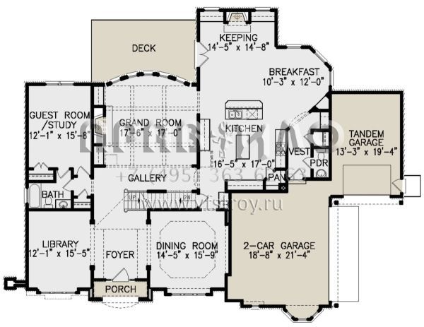 Проект двухэтажного дома с гаражом на три и более машин в английском стиле S5-452 (699-00229)