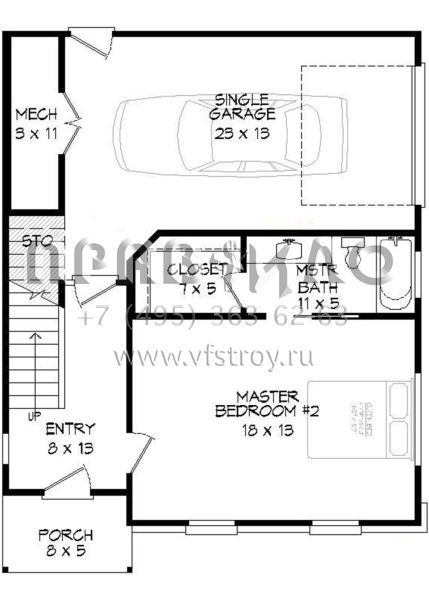 Проект трехэтажного дома с гаражом на одну машину в современном стиле S5-214 (940-00123)