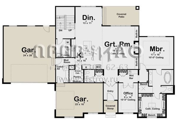 Проект двухэтажного дома с гаражом на три и более машин в английском стиле S5-284 (963-00690)