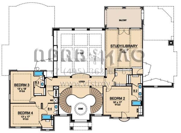 Проект двухэтажного дома с гаражом на три и более машин в современном стиле S5-792 (5445-00189)