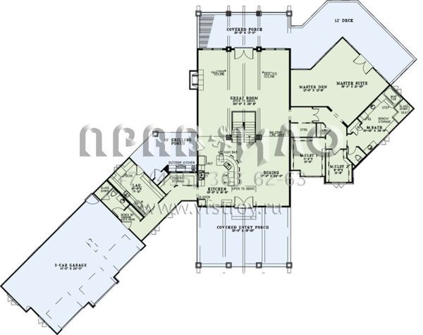 Проект двухэтажного дома с гаражом на три и более машин в американском стиле S5-616 (110-01081)