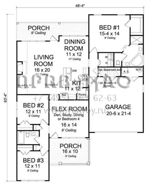 Проект одноэтажного дома с гаражом на две машины в современном стиле S5-156 (4848-00310)