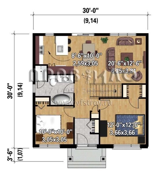 Проект одноэтажного дома без гаража в современном стиле S5-84 (6146-00384)