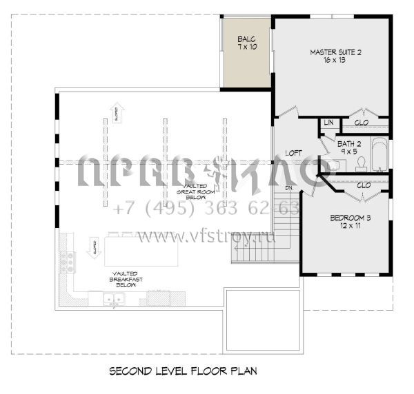 Проект двухэтажного дома без гаража в стиле Ранчо S5-204 (940-00262)