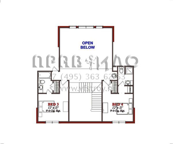 Проект двухэтажного дома с гаражом на три и более машин в стиле Ранчо S5-315 (1070-00056)