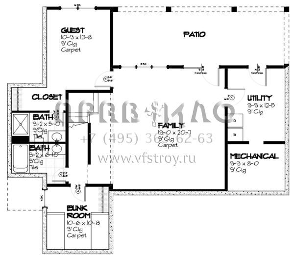 Проект одноэтажного дома без гаража в стиле Ранчо S5-208 (1637-00035)