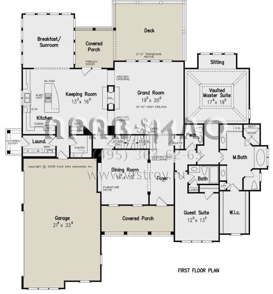 Проект двухэтажного дома с гаражом на три и более машин в стиле Готика S5-375 (8594-00116)