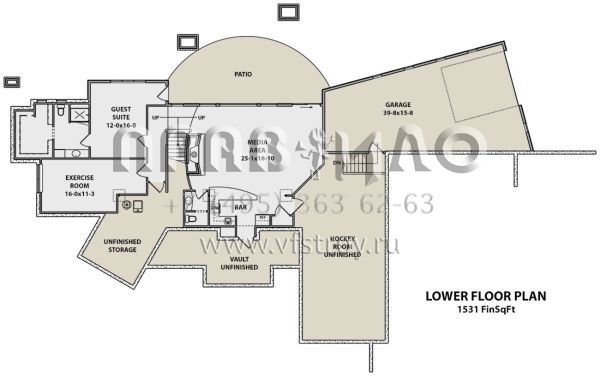 Проект двухэтажного дома с гаражом на три и более машин в стиле Шале S5-370 (5631-00062)