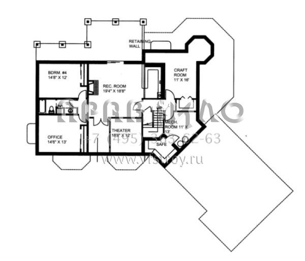 Проект двухэтажного дома с гаражом на три и более машин в стиле Ранчо S5-267 (039-00209)