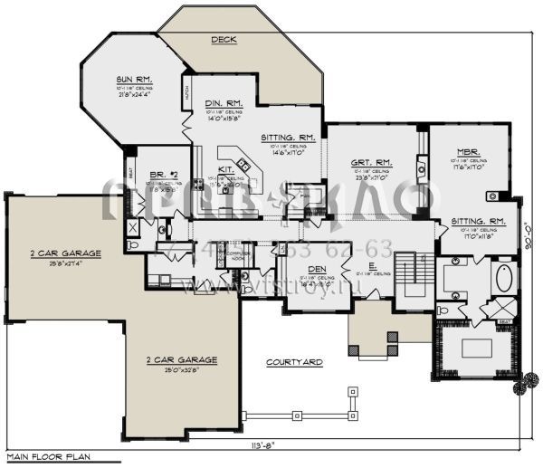 Проект одноэтажного дома с гаражом на три и более машин в стиле Ранчо S5-670 (1020-00356)