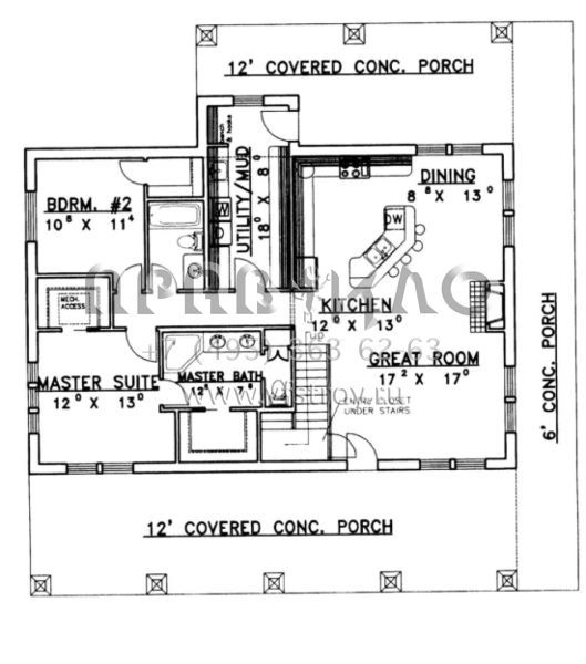 Проект двухэтажного дома без гаража в стиле Ранчо S5-191 (039-00142)
