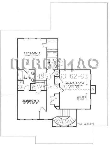 Проект двухэтажного дома с гаражом на три и более машин в стиле Ранчо S5-319 (110-00113)