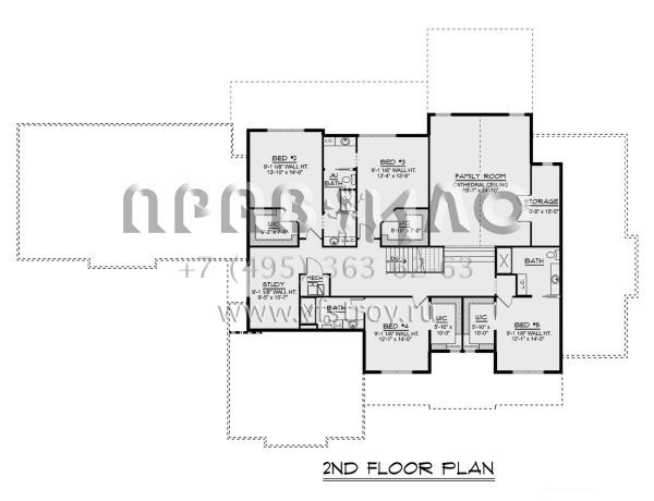 Проект двухэтажного дома с гаражом на три и более машин в американском стиле S5-500 (5032-00243)