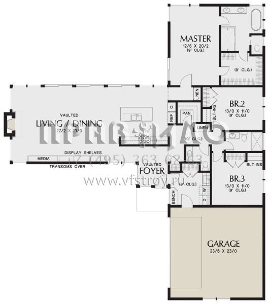 Проект одноэтажного дома с гаражом на две машины в современном стиле S5-196 (2559-00861)