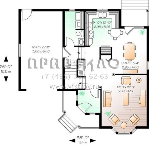 Проект двухэтажного дома с гаражом на одну машину в английском стиле S5-148 (034-00917)