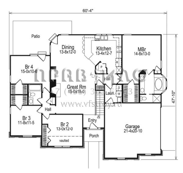 Проект одноэтажного дома с гаражом на две машины в стиле Ранчо S5-175 (5633-00041)