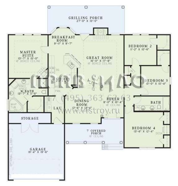 Проект одноэтажного дома с гаражом на две машины в стиле Ранчо S5-175 (110-00339)