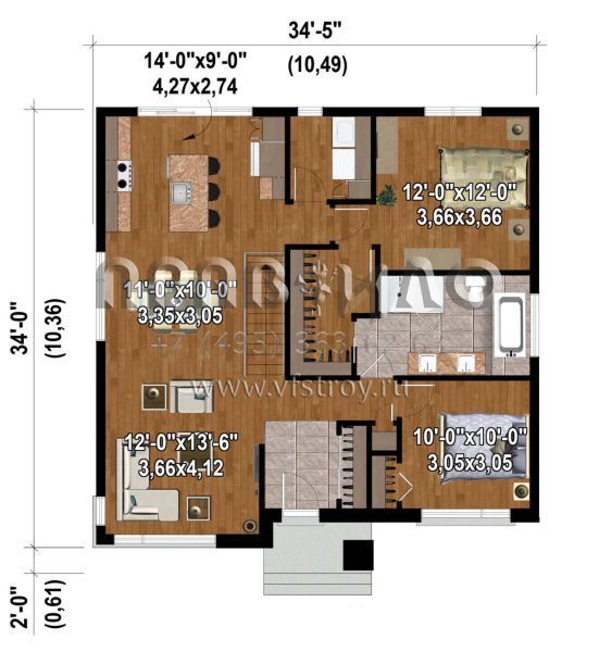 Проект одноэтажного дома без гаража в современном стиле S5-104 (6146-00503)
