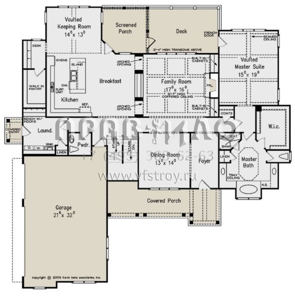 Проект двухэтажного дома с гаражом на три и более машин в стиле Ранчо S5-339 (8594-00264)