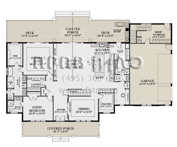 Проект двухэтажного дома с гаражом на три и более машин в современном стиле S5-356 (6849-00125)