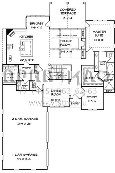 Проект двухэтажного дома с гаражом на три и более машин в американском стиле S5-291 (6082-00049)
