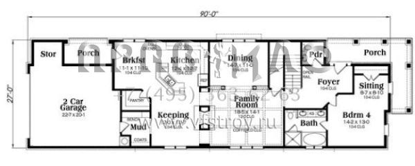 Проект двухэтажного дома с гаражом на две машины в стиле Ранчо S5-336 (009-00268)