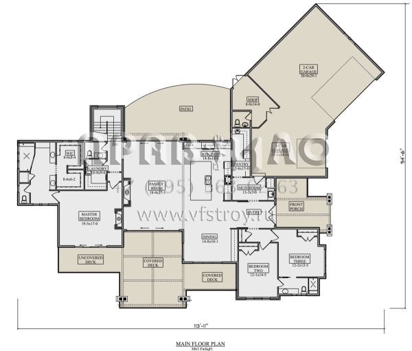 Проект одноэтажного дома с гаражом на три и более машин в стиле Шале S5-285 (5631-00135)