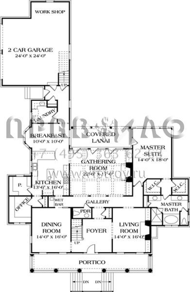 Проект двухэтажного дома с гаражом на две машины в стиле Ранчо S5-388 (3323-00418)
