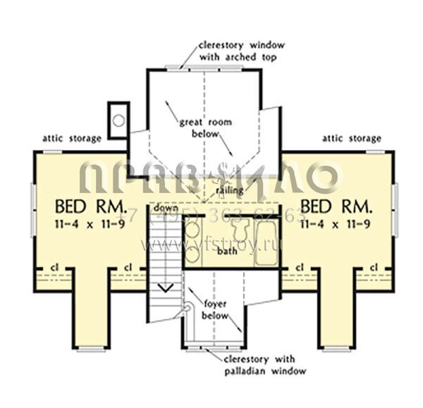 Проект двухэтажного дома с гаражом на две машины в стиле Ранчо S5-182 (2865-00303)