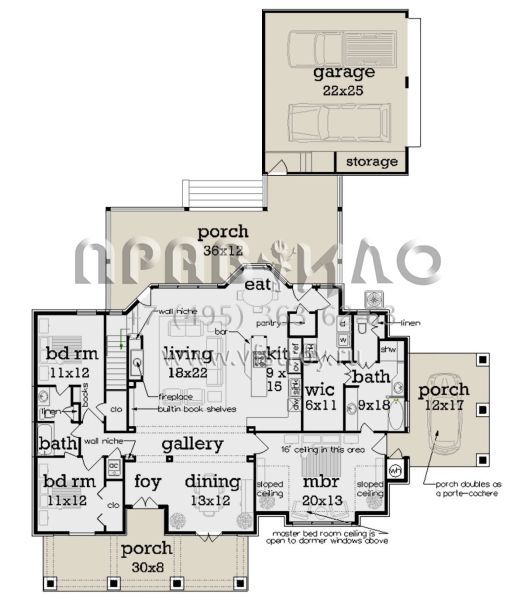 Проект одноэтажного дома с гаражом на две машины в стиле Ранчо S5-183 (048-00270)