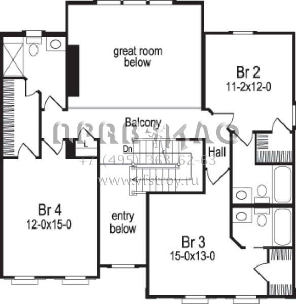 Проект двухэтажного дома с гаражом на две машины в стиле Ранчо S5-252 (5633-00033)