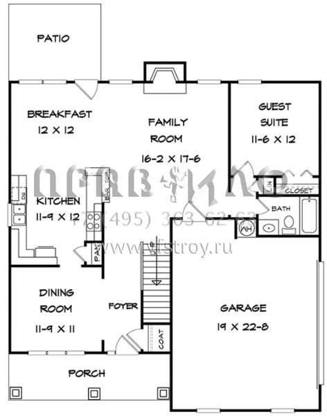 Проект двухэтажного дома с гаражом на две машины в американском стиле S5-209 (6082-00017)