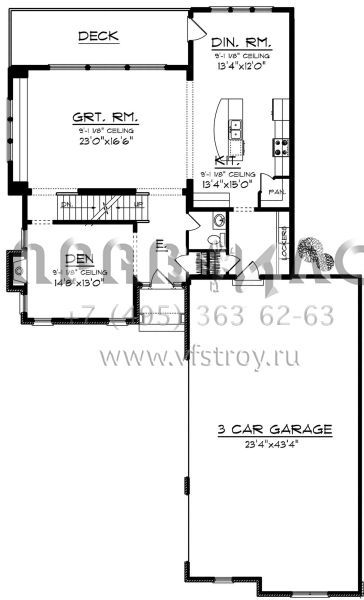 Проект двухэтажного дома с гаражом на три и более машин в английском стиле S5-239 (1020-00150)