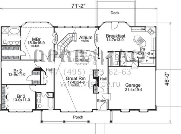Проект одноэтажного дома с гаражом на две машины в стиле Ранчо S5-215 (5633-00111)