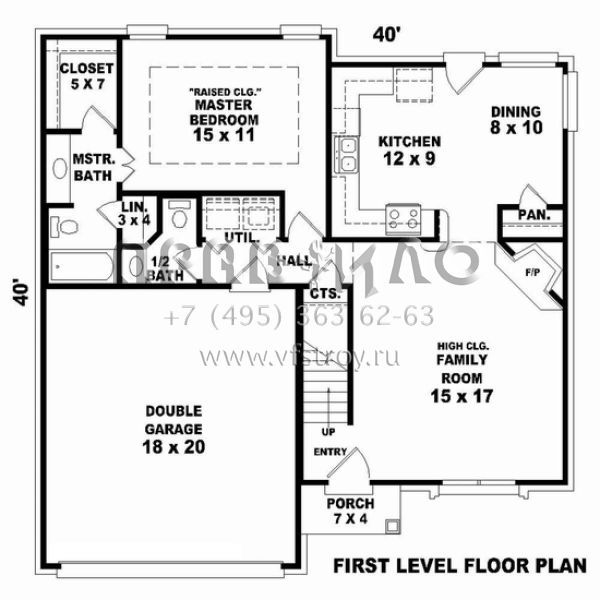 Проект двухэтажного дома с гаражом на две машины в стиле Ранчо S5-150 (053-02281)