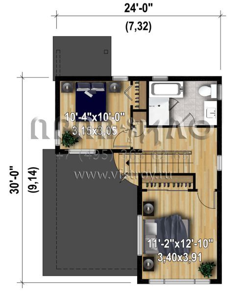 Проект двухэтажного дома без гаража в современном стиле S5-110 (6146-00554)