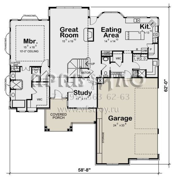Проект двухэтажного дома с гаражом на три и более машин в американском стиле S5-230 (402-01780)