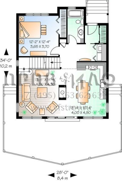 Проект двухэтажного дома без гаража в стиле Ранчо S5-121 (034-00878)