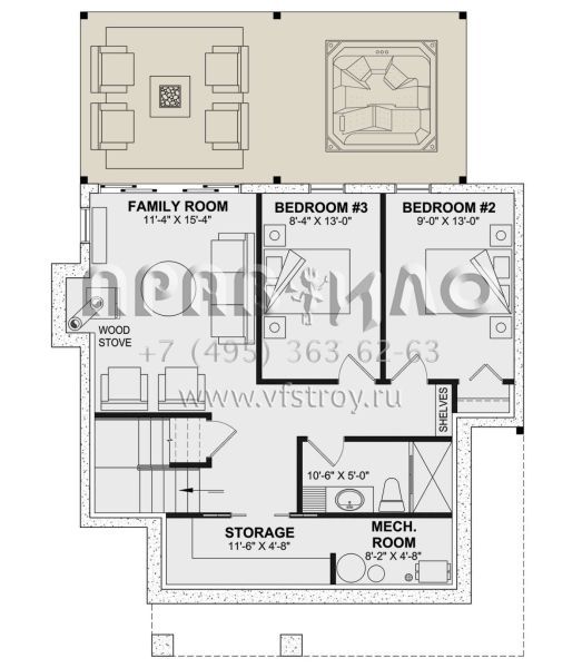 Проект одноэтажного дома без гаража в американском стиле S5-197 (034-01328)
