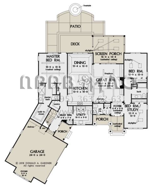 Проект одноэтажного дома с гаражом на две машины в американском стиле S5-198 (2865-00125)