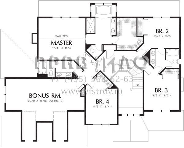 Проект двухэтажного дома с гаражом на три и более машин в американском стиле S5-307 (2559-00512)