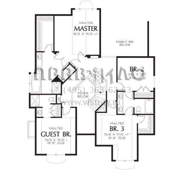 Проект двухэтажного дома с гаражом на две машины в стиле Ранчо S5-262 (2559-00419)