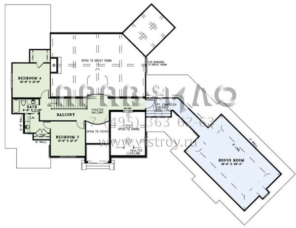 Проект двухэтажного дома с гаражом на три машины S5-349 (110-01061)