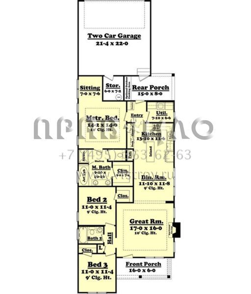 Проект одноэтажного дома с гаражом на две машины в стиле Ранчо S5-144 (041-00060)